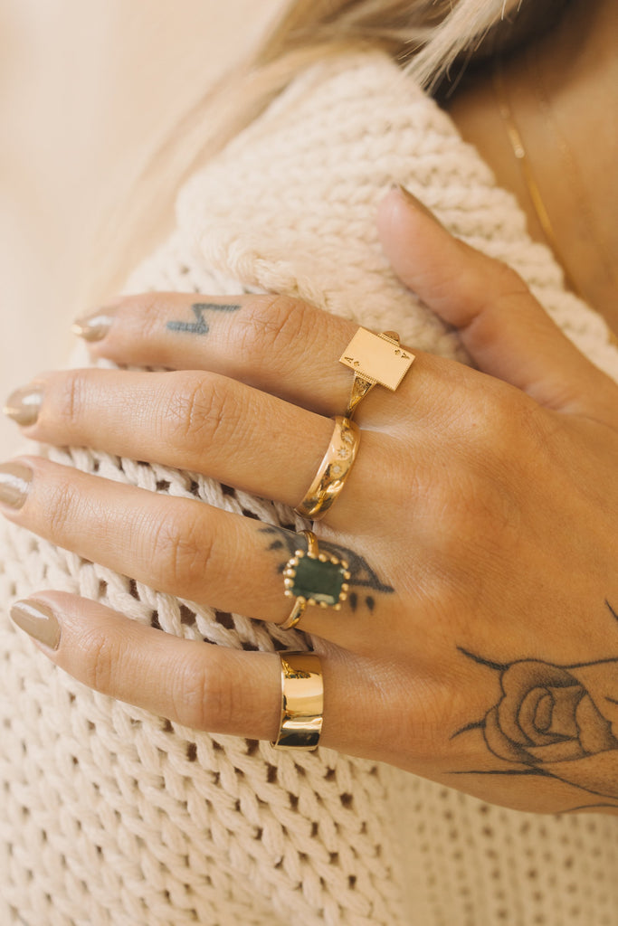 Ramona Ring in Raw Emerald