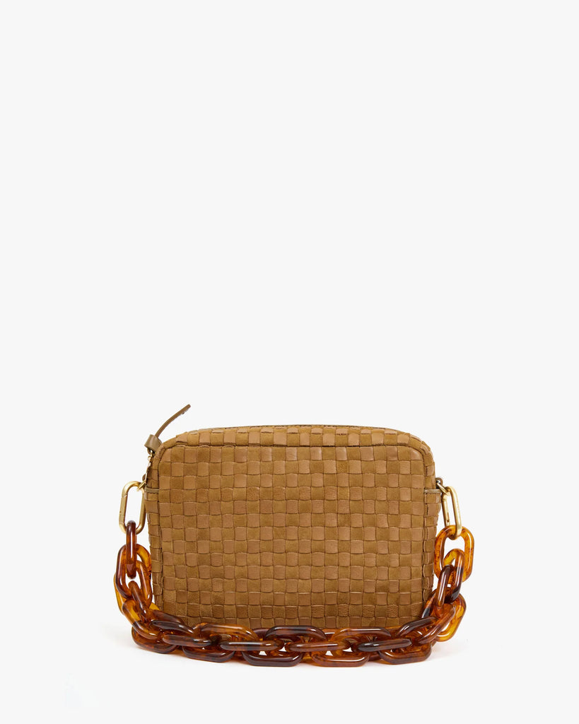Midi Sac Woven Checker Leather and Suede - Sequoia