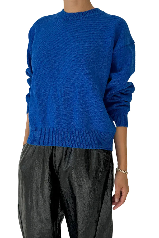 The Milo cotton sweater in cobalt