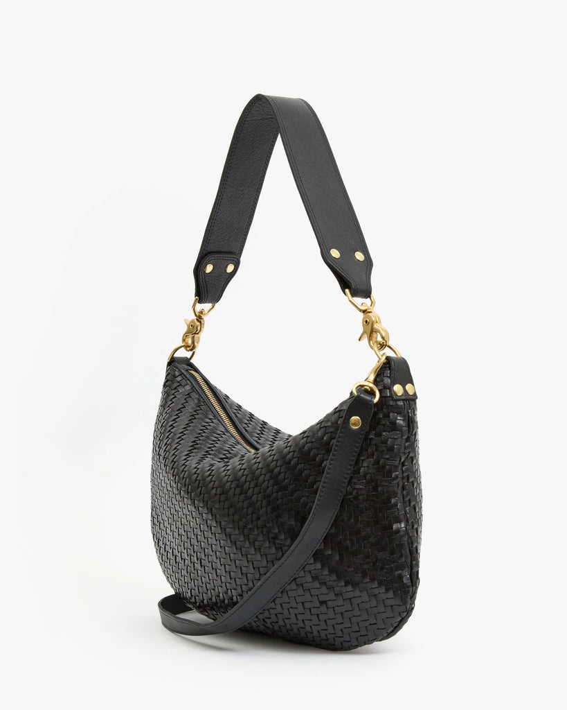 Moyen Messenger in Black Woven Zig Zag