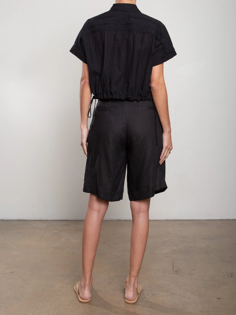 Inez Short in Black French Linen