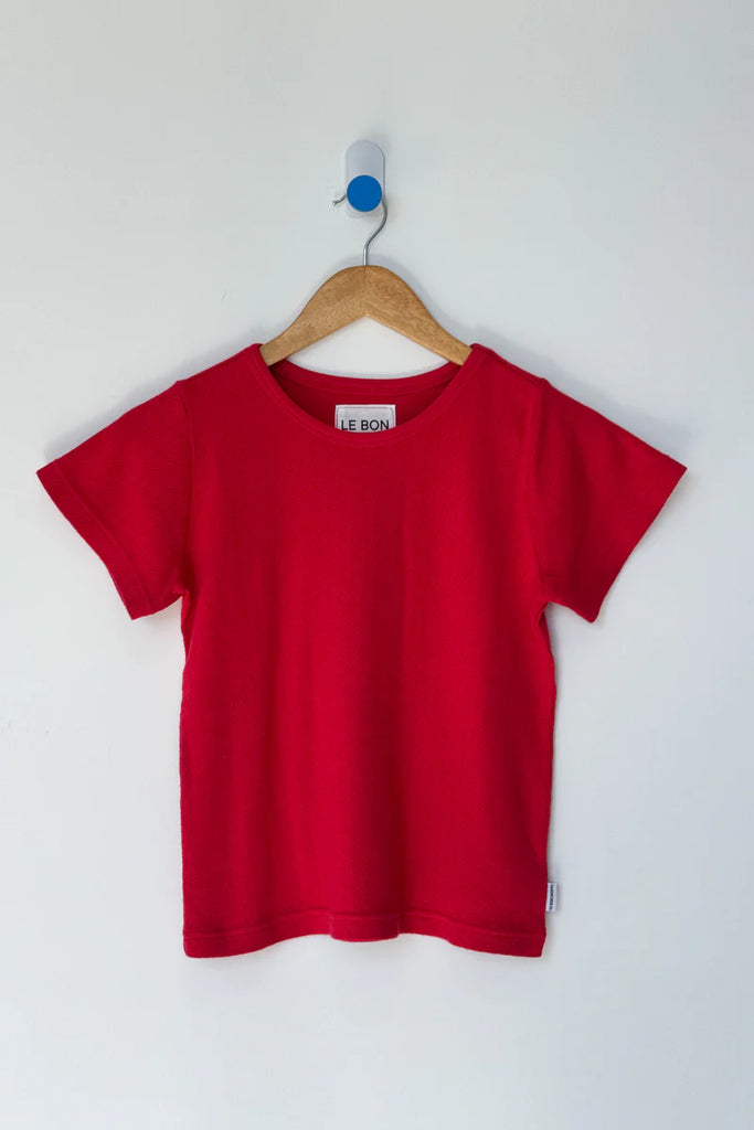Pointelle Babe Tee in Red Apple