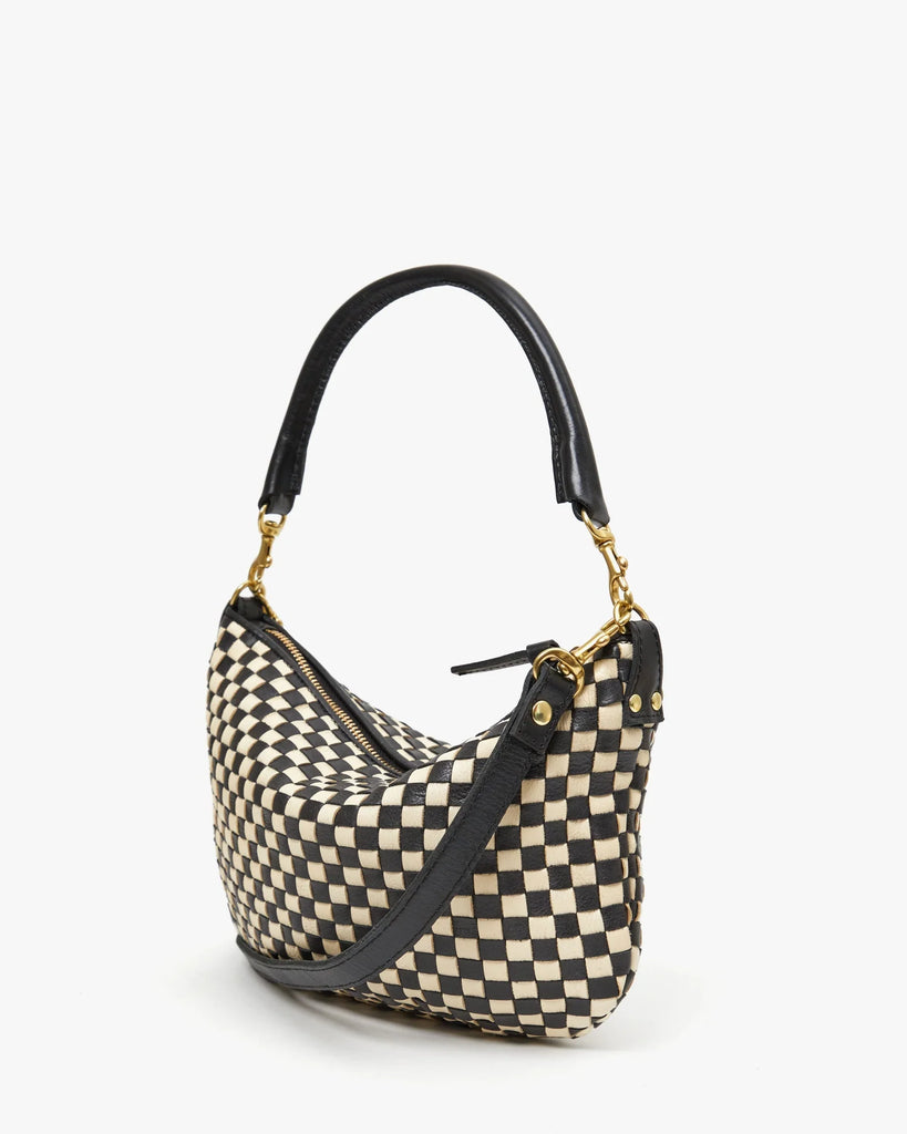 Petit Moyen Messenger in Black + Cream Checker