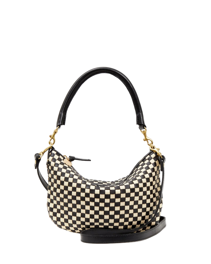 Petit Moyen Messenger in Black + Cream Checker