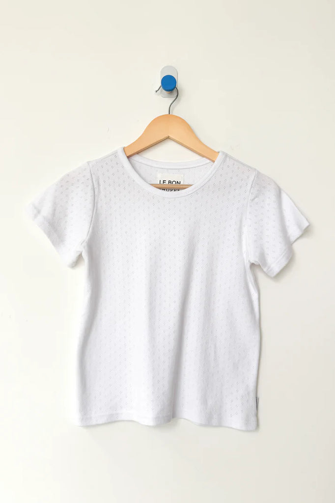 Pointelle Babe Tee in Snow White