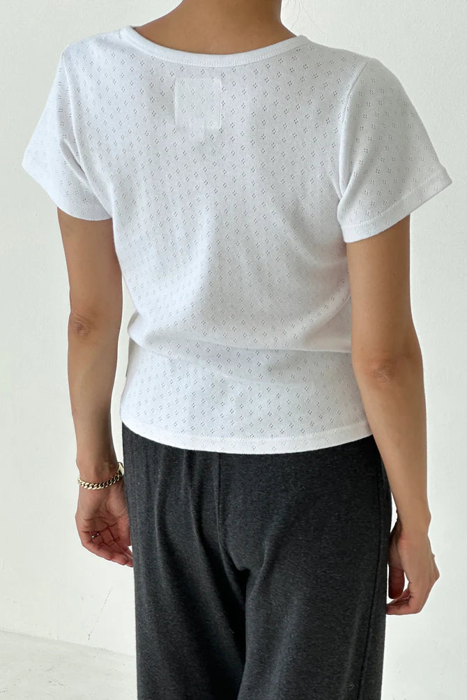 Pointelle Babe Tee in Snow White