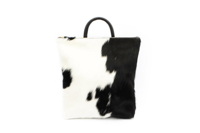 Black and White Cowhide Leather Backpack