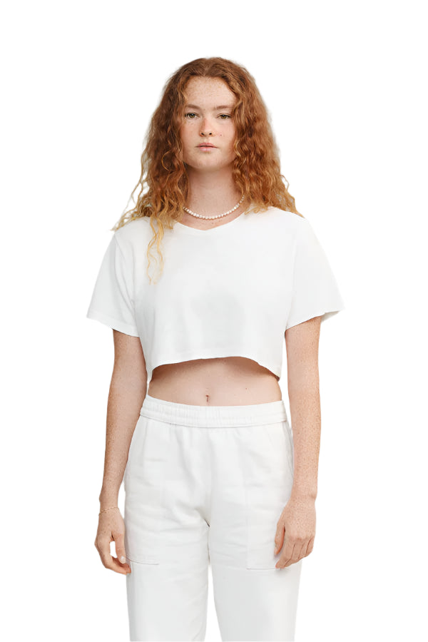 Lorel Super Cropped Tee in Washed White