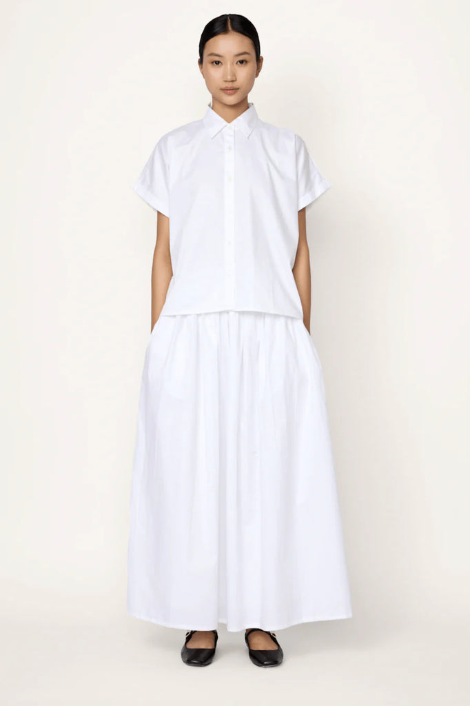 White cotton relaxed skirt