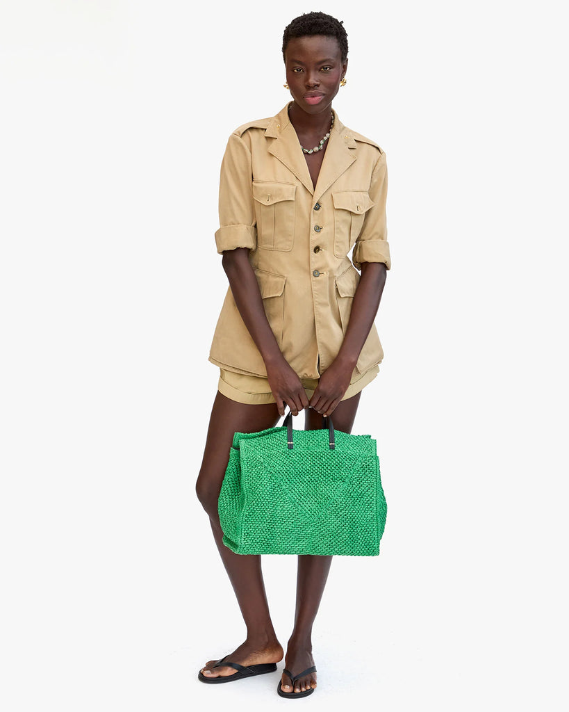 Simple Summer Tote in Green Apple Raffia