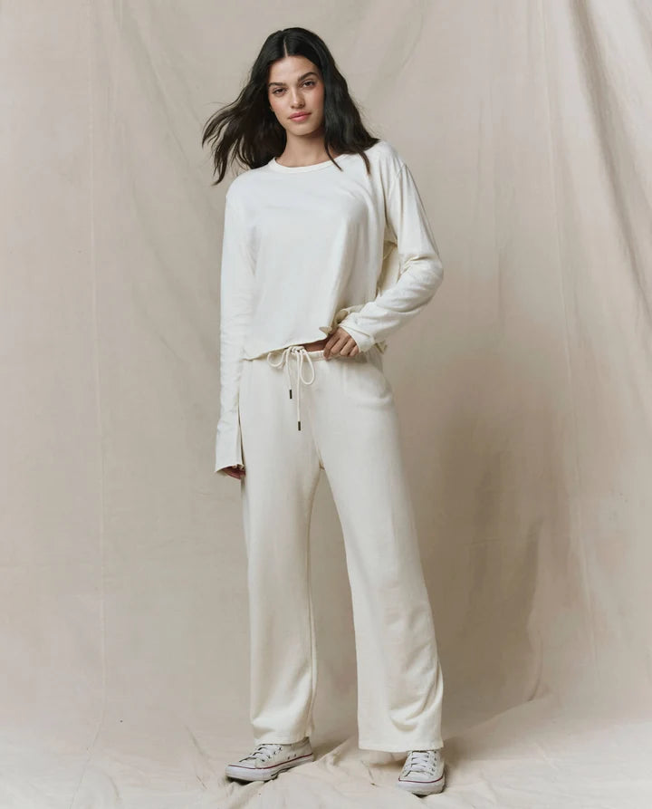 The Long Sleeve Crop Tee in Washed White