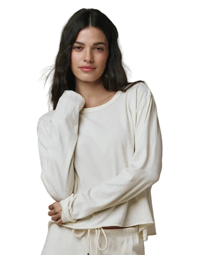 The Long Sleeve Crop Tee in Washed White