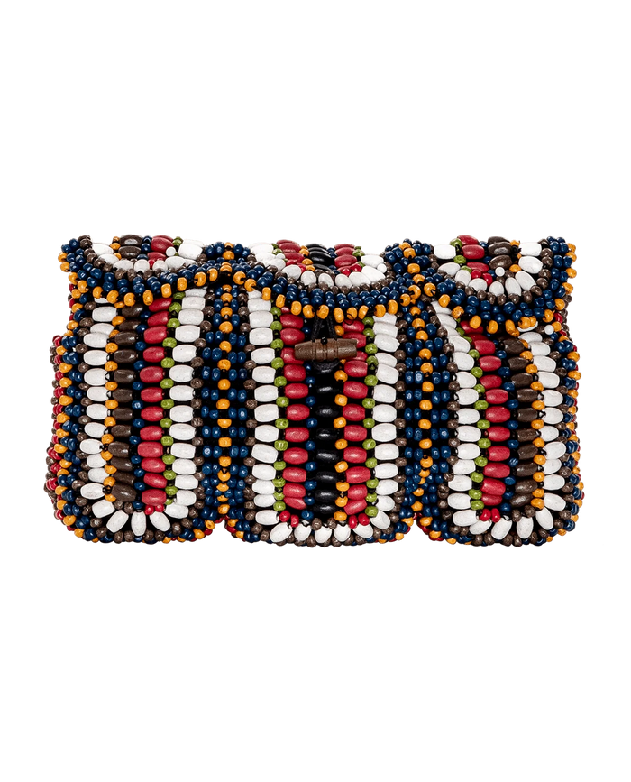 The Beaded Clutch in Cabana Stripe