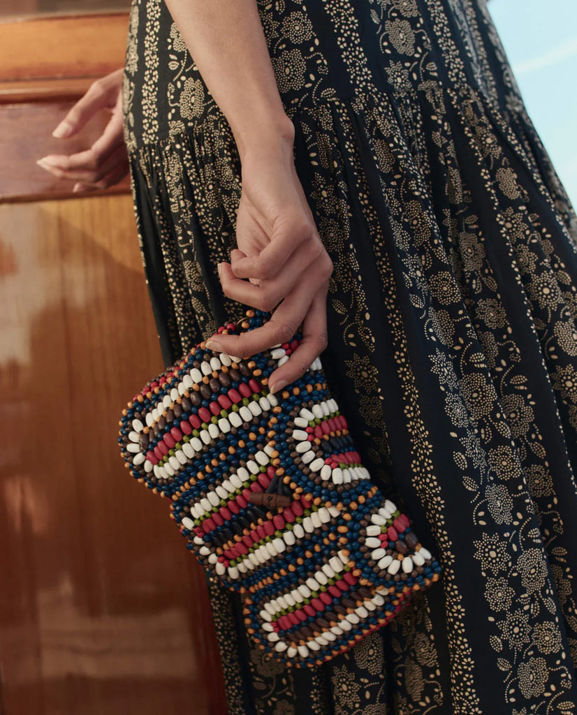 The Beaded Clutch in Cabana Stripe