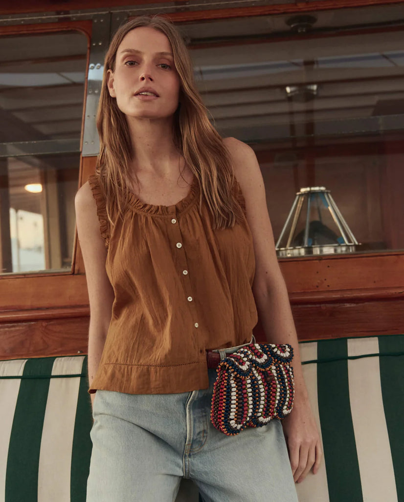 The Beaded Clutch in Cabana Stripe