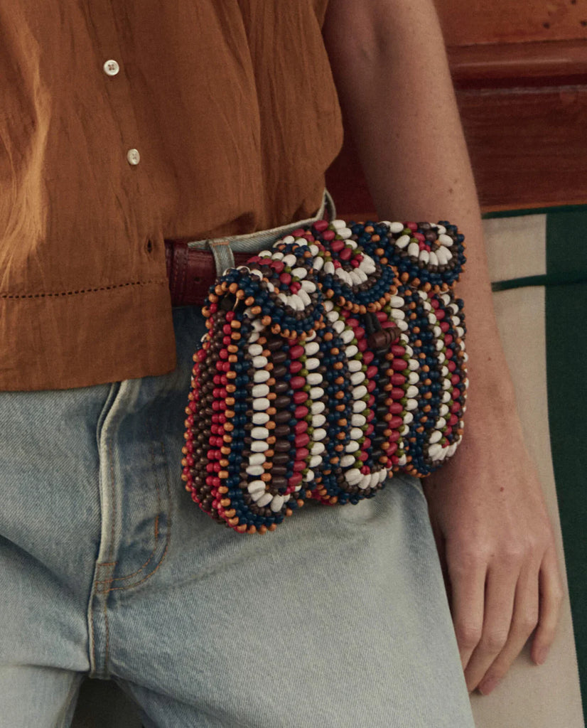 The Beaded Clutch in Cabana Stripe