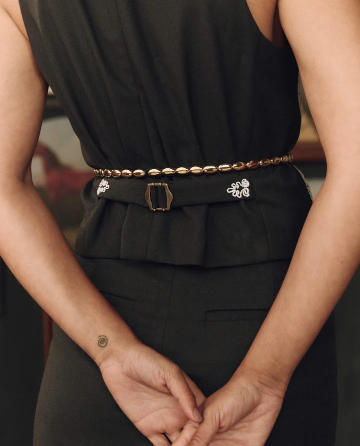The Beaded Belt in Black + Gold