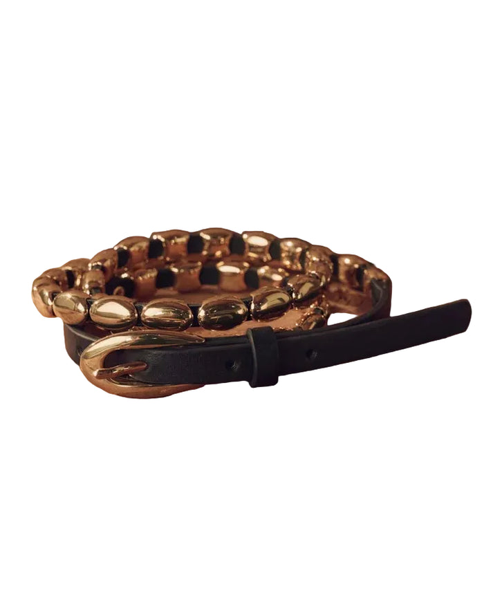 The Beaded Belt in Black + Gold