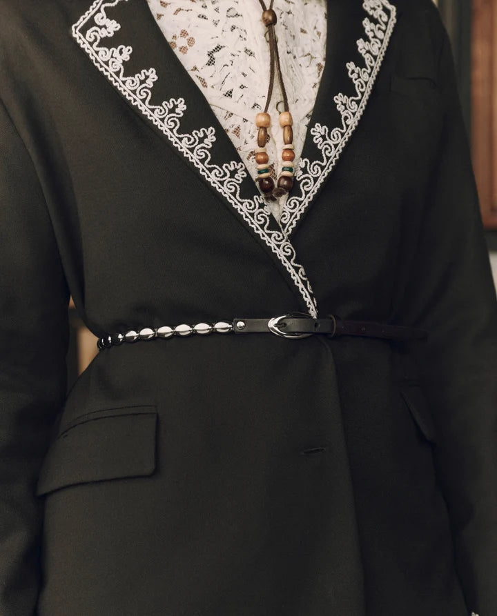 The Beaded Belt in Black + Silver
