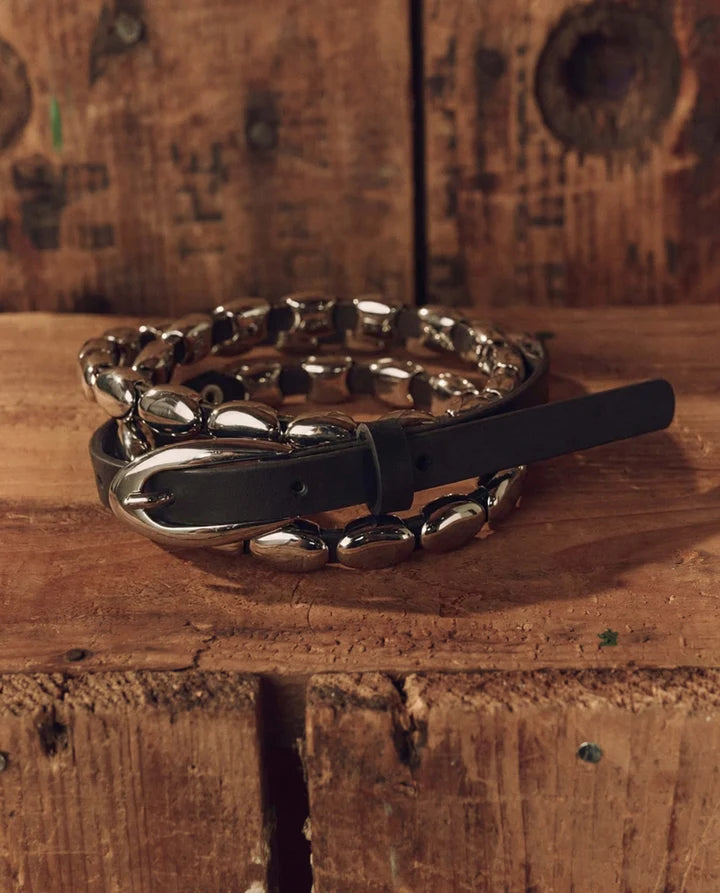 The Beaded Belt in Black + Silver