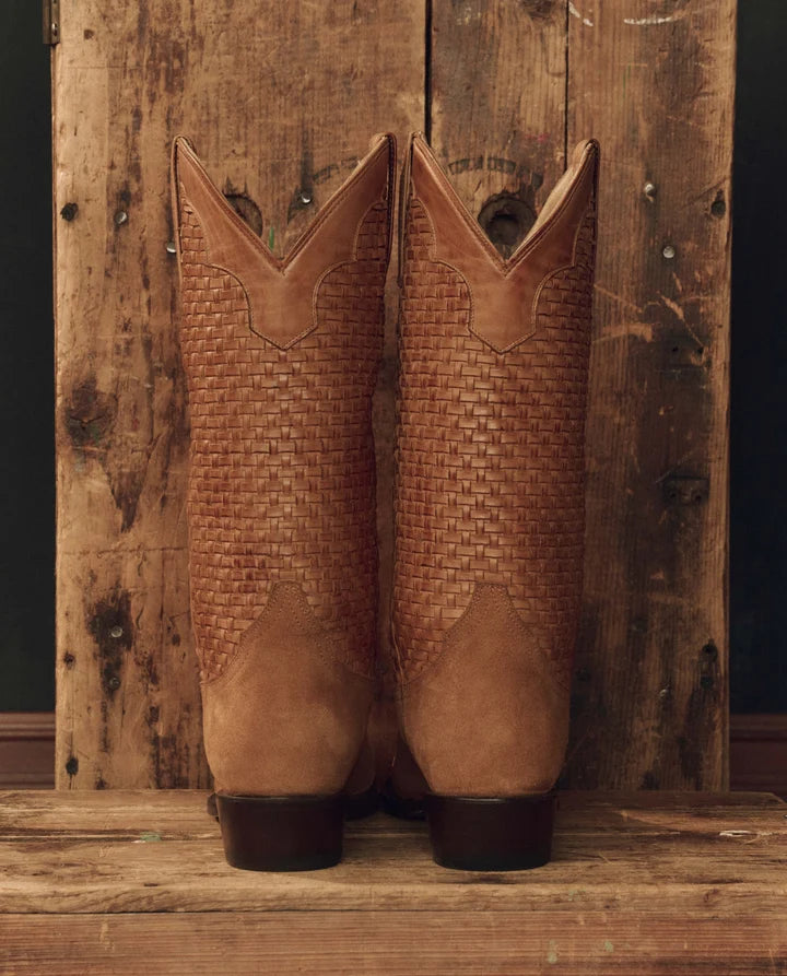 The Basket Weave Cowboy Boot in Rustic Tan