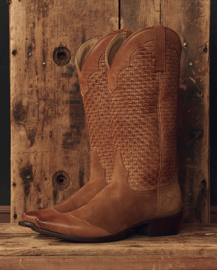 The Basket Weave Cowboy Boot in Rustic Tan