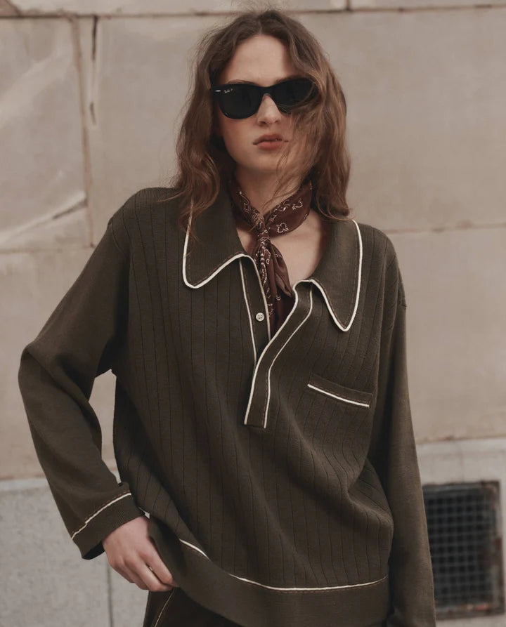 Menswear Tipping Polo in Olive