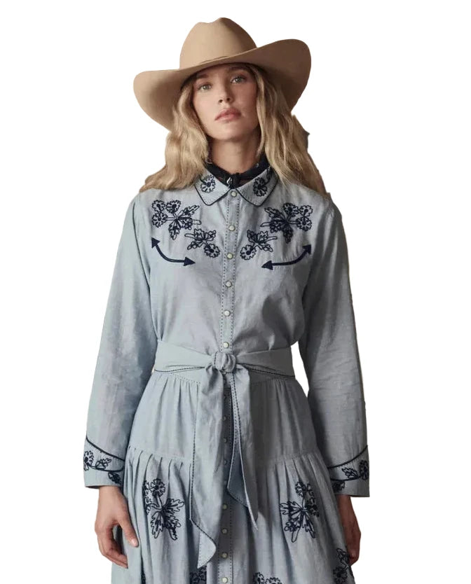 The Chambray Embroidered Western Shirt