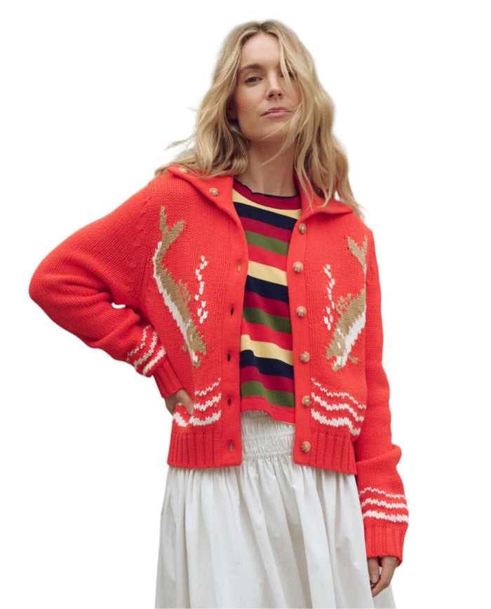 The bass cardigan in hot red