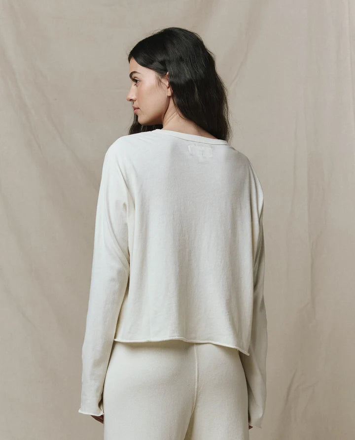 The Long Sleeve Crop Tee in Washed White