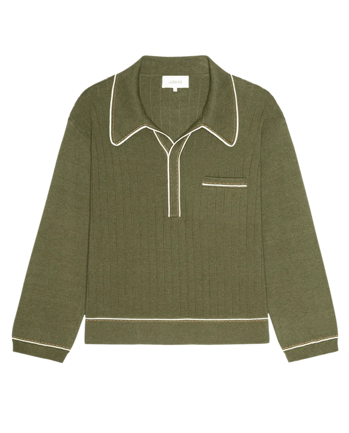 Menswear Tipping Polo in Olive