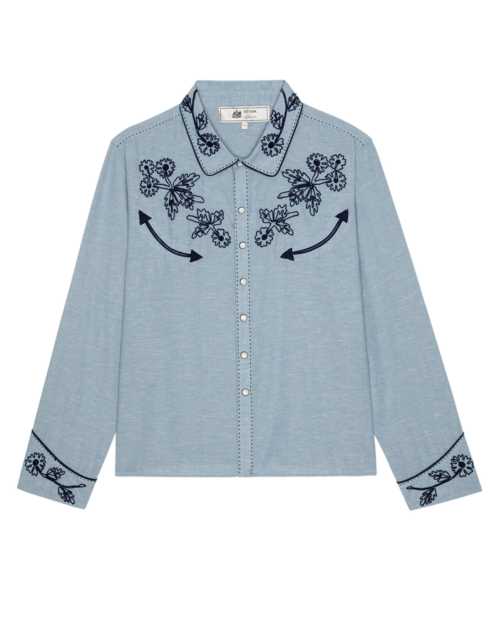 The Chambray Embroidered Western Shirt