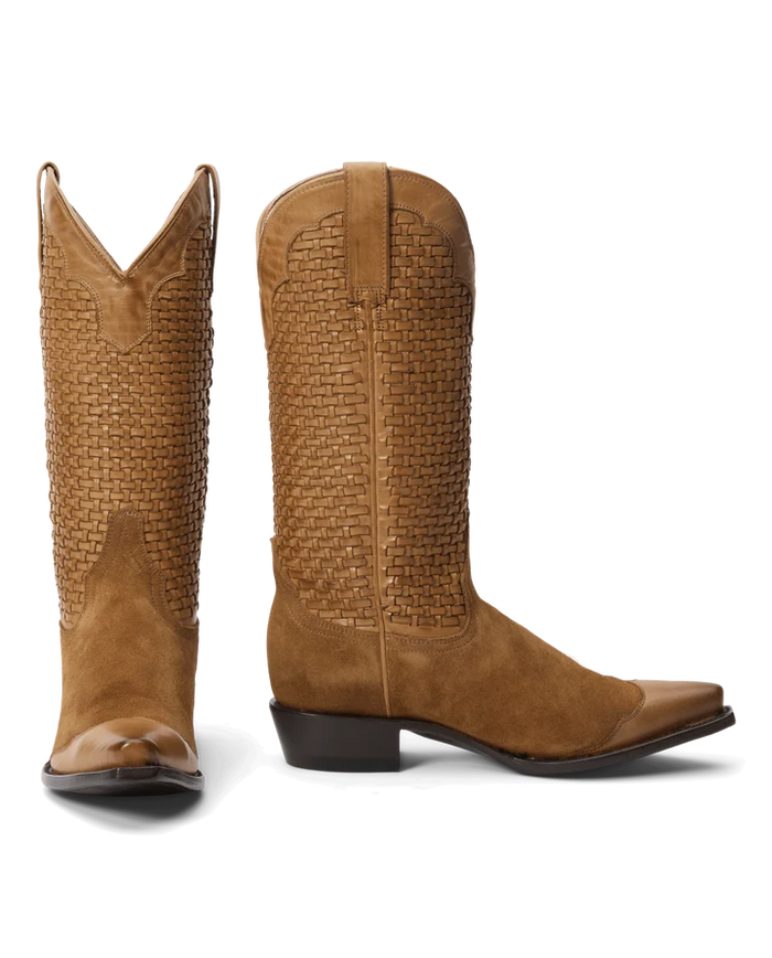 The Basket Weave Cowboy Boot in Rustic Tan