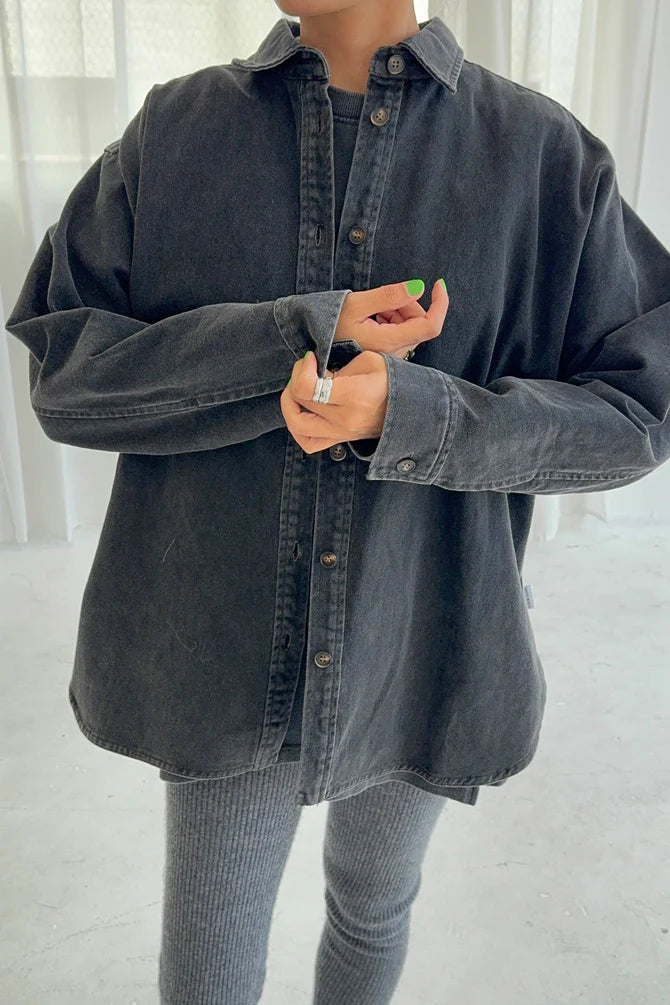 Theo jacket in washed black