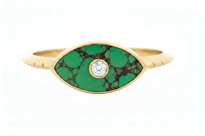 Gold ANJA signet ring turquoise