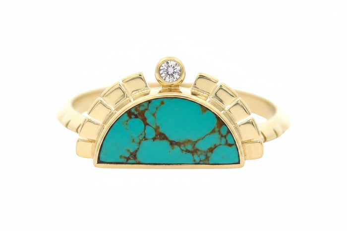 Gold RISING SOL ring in turquoise