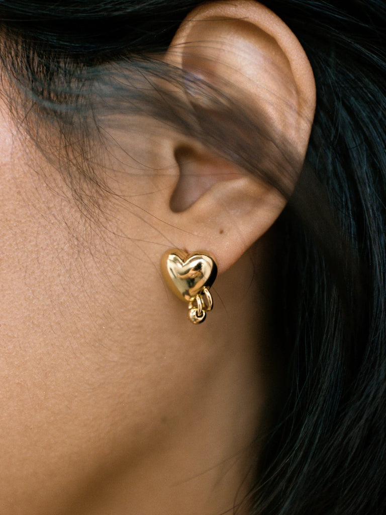 Pierced Heart Studs in gold