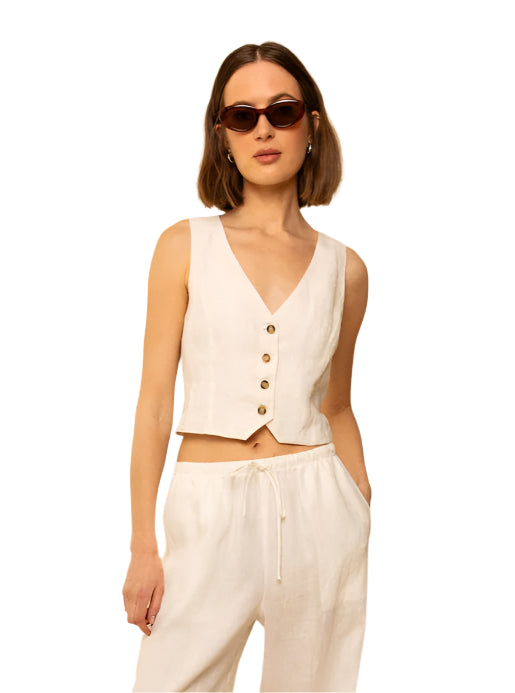 Bowie vest in white linen