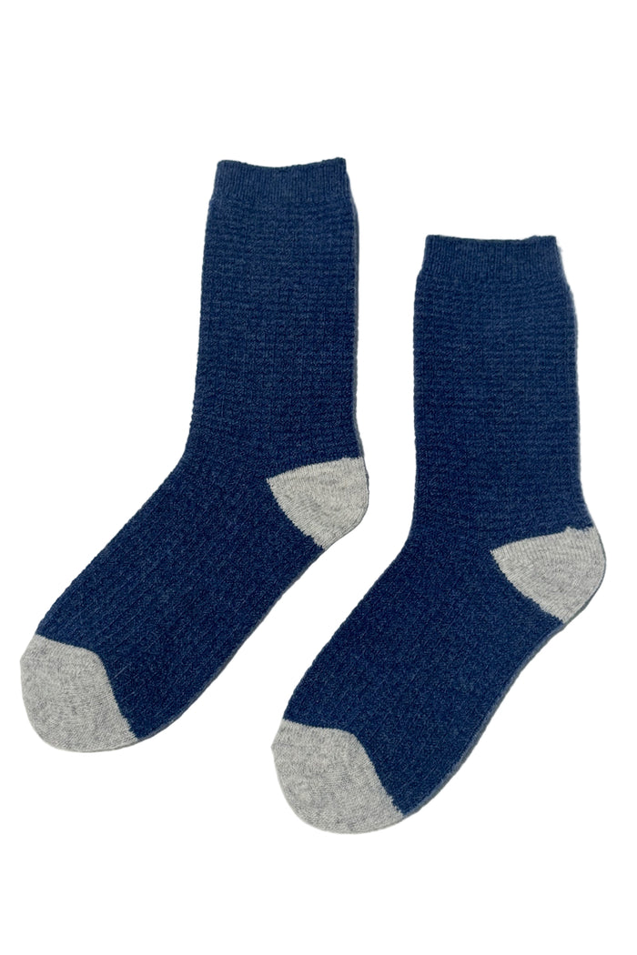 Wool Waffled Socks in denim
