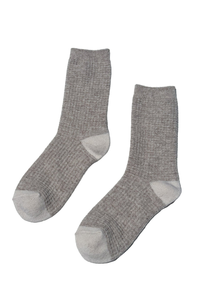 Wool Waffled Socks in oatmeal