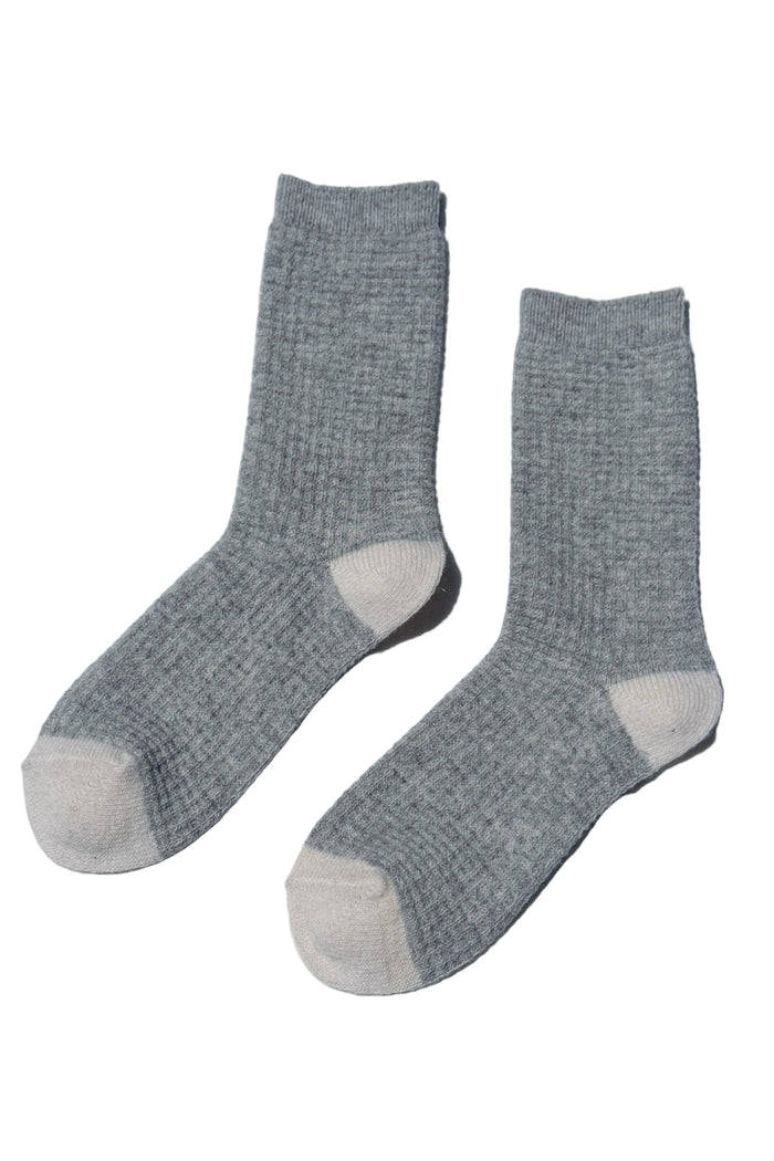 Wool Waffled Socks in grey