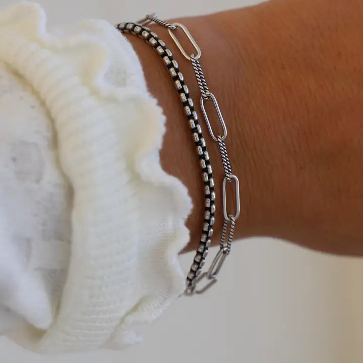 Holland two tone round box chain bracelet