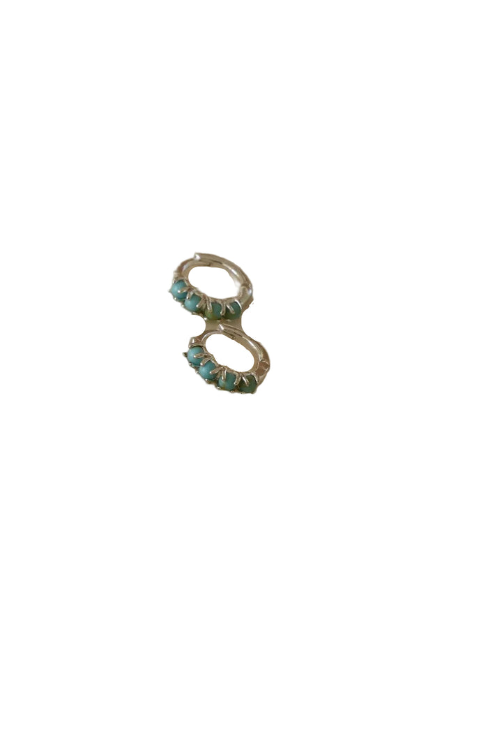 MINI SILVER TURQUOISE HOOPS