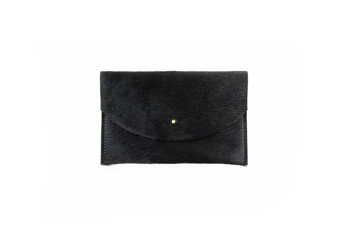 BLACK COWHIDE ENVELOPE POUCH