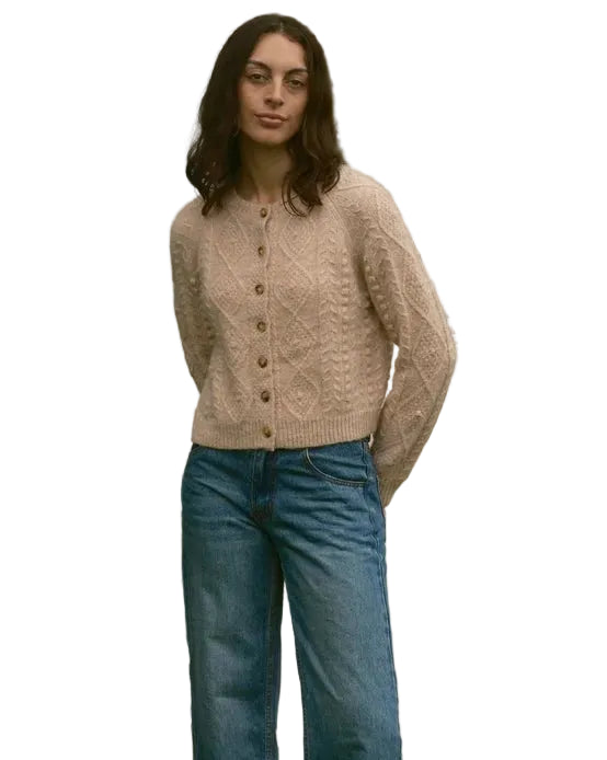 Cable Cardigan in Pale Pink