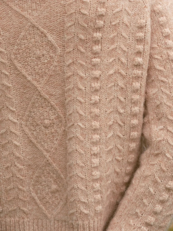 Cable Cardigan in Pale Pink