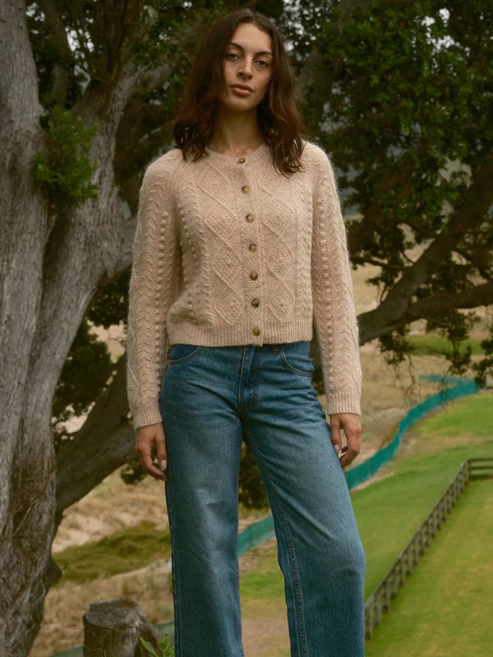 Cable Cardigan in Pale Pink