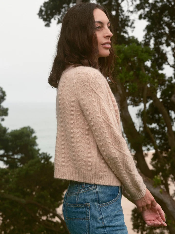 Cable Cardigan in Pale Pink