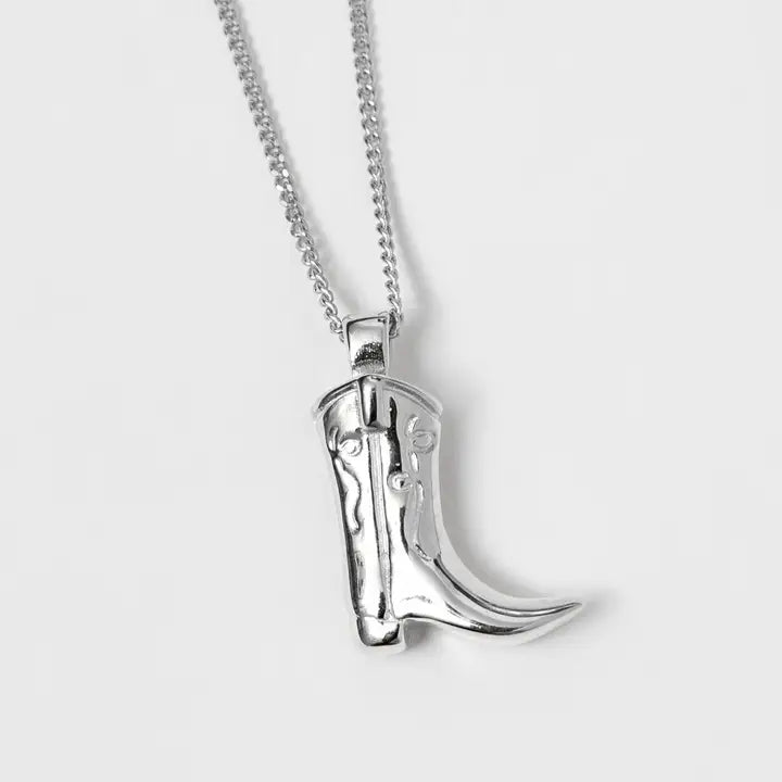 Silver Cowboy Boot Necklace