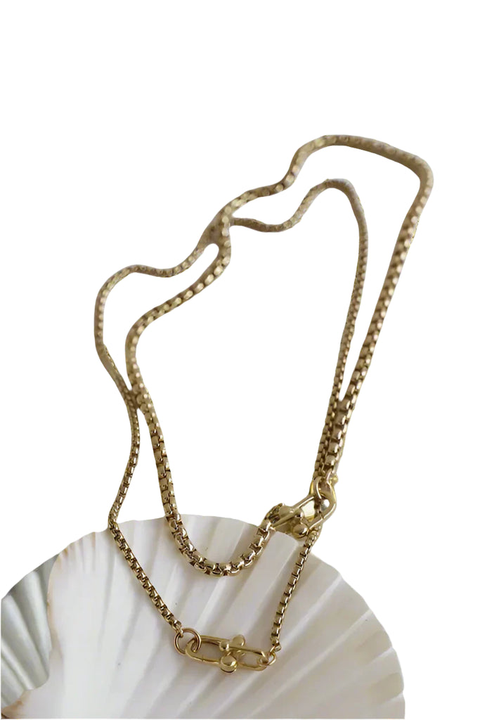 Nova Round Box Chain Necklace - Gold